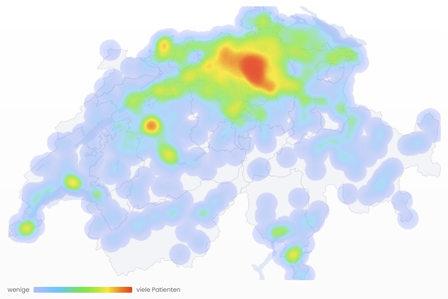 Die Herkunfts-Heatmap für Ihre Schweizer Patientendaten