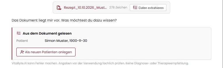 Angehängtes Dokument mit «Daten extrahieren» und den gelesenen Angaben Angehängtes Dokument mit «Daten extrahieren» und den gelesenen Angaben