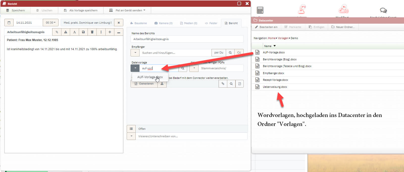 Ordner „Vorlagen" in der Datacenter-App Ordner „Vorlagen" in der Datacenter-App