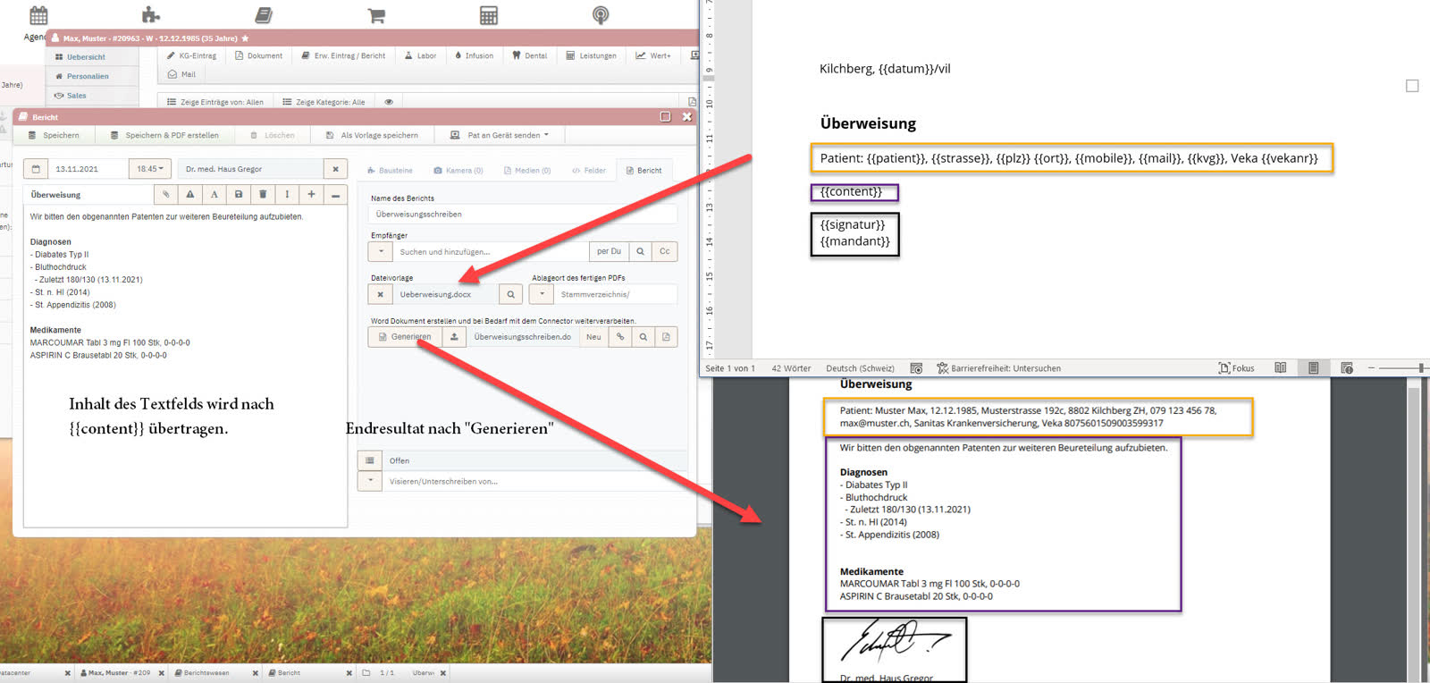 Berichtsgenerator und Wordvorlage im Zusammenspiel Berichtsgenerator und Wordvorlage im Zusammenspiel